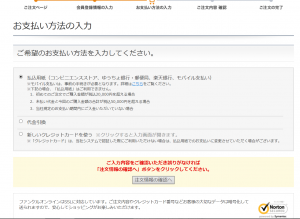 お支払い方法の入力