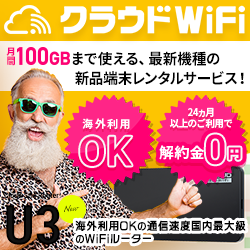 【対応エリア=世界】100GBクラウドWi-Fiの最新機種の新品端末が月額3,150円