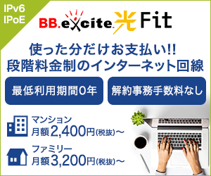 段階料金制のインターネット光回線【BB.excite光 Fit】