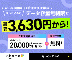 【ahamo光】安定した光回線をコスパ良く!dポイント20,000pt