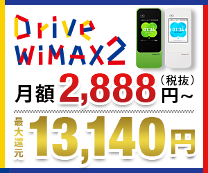 <キャッシュバック&端末代無料>高速モバイル【DriveWiMAX2】